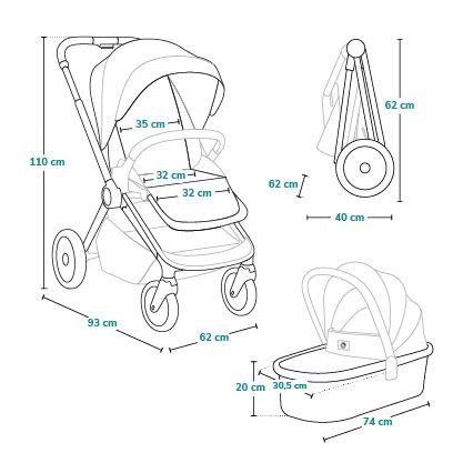 Lionelo - Kombikinderwagen 2-in-1 MIKA PLUS Onyx-Schwarz