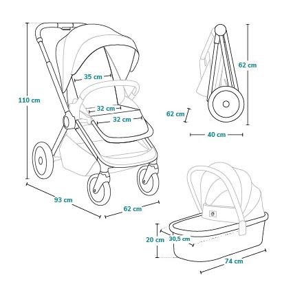 Lionelo - Kombinierter 2-in-1-Kinderwagen MIKA PLUS Beige Sand