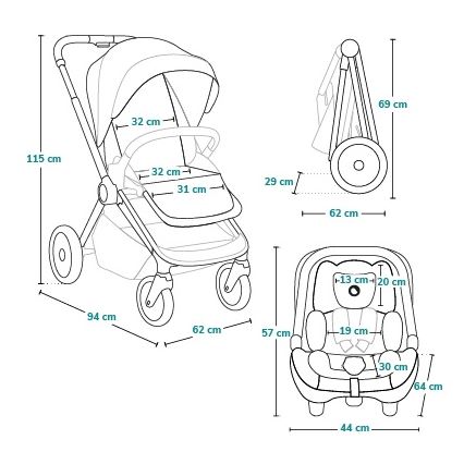Lionelo - Kombinierter 3-in-1-Kinderwagen LAYLA Green Forest