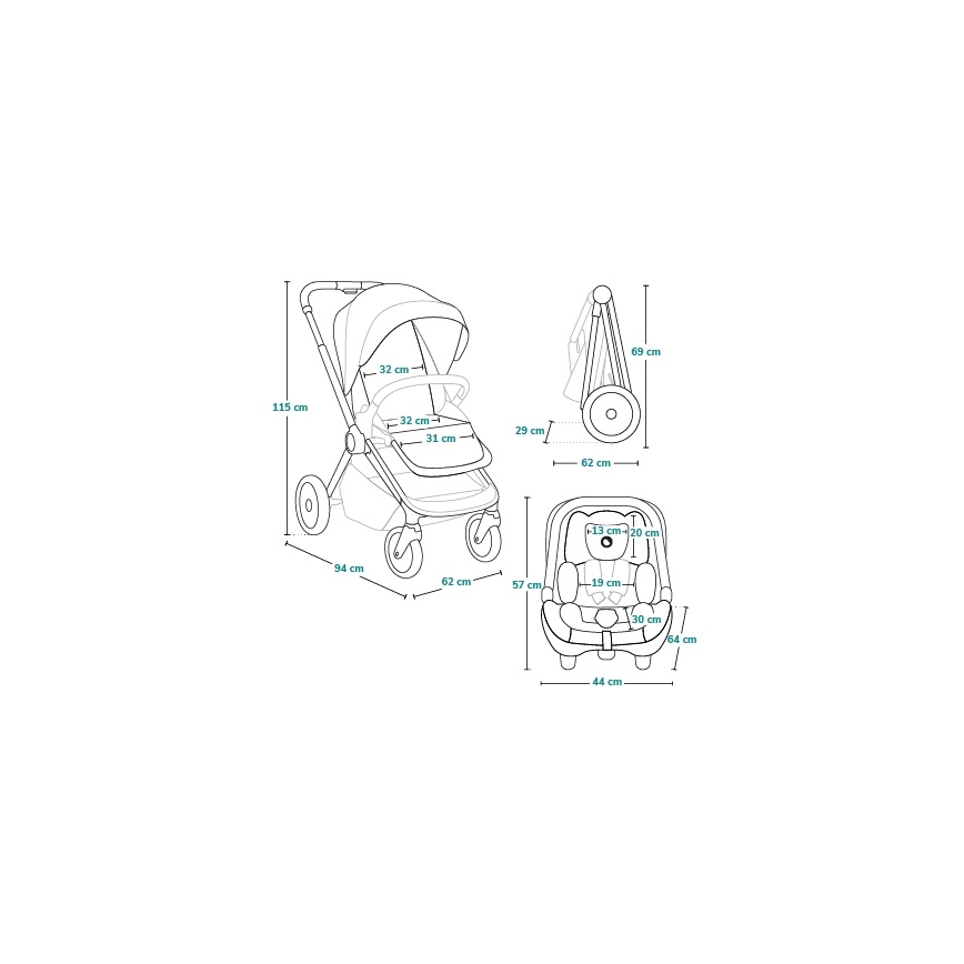 Lionelo - Kombinierter 3-in-1-Kinderwagen LAYLA Green Forest