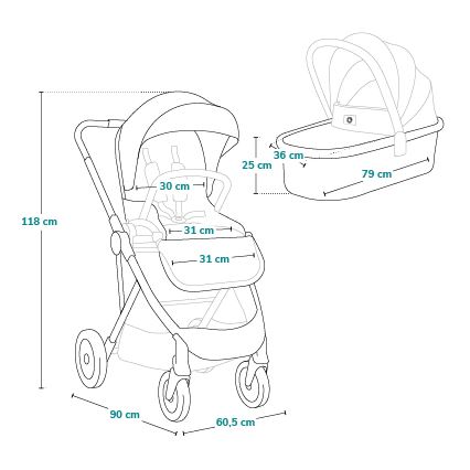 Lionelo - Kombinierter Kinderwagen 2-in-1 AMBER PLUS Grau Graphit