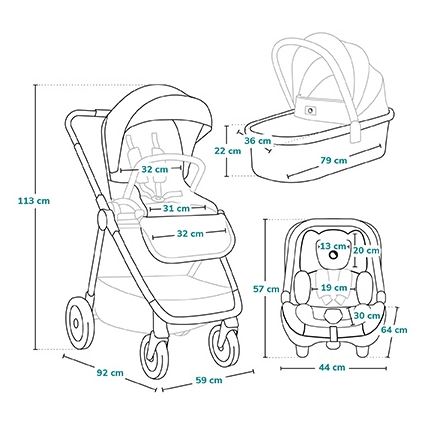 Lionelo - Kombinierter Kinderwagen 3-in-1 MERIL Beige Sand