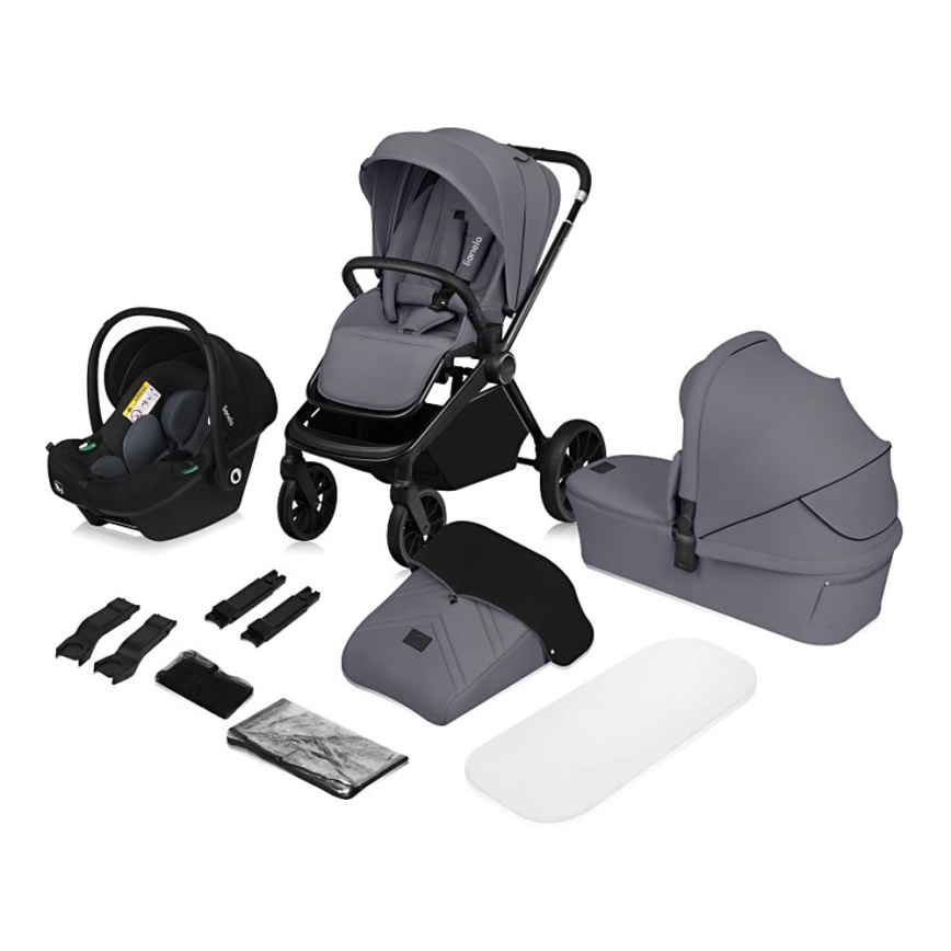 Lionelo - Kombinierter Kinderwagen 3-in-1 MIKA PLUS Grey Stone