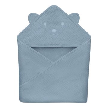 Lionelo - Musselin-Kapuzenbadetuch für Kinder Grey Sky