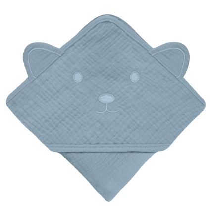 Lionelo - Musselin-Kapuzenbadetuch für Kinder Grey Sky
