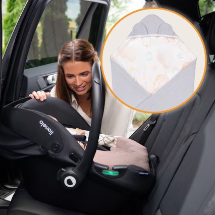 Lionelo - Pucksack für den Autositz TRAVEL SWADDLE 90x90 cm Grau Ballon
