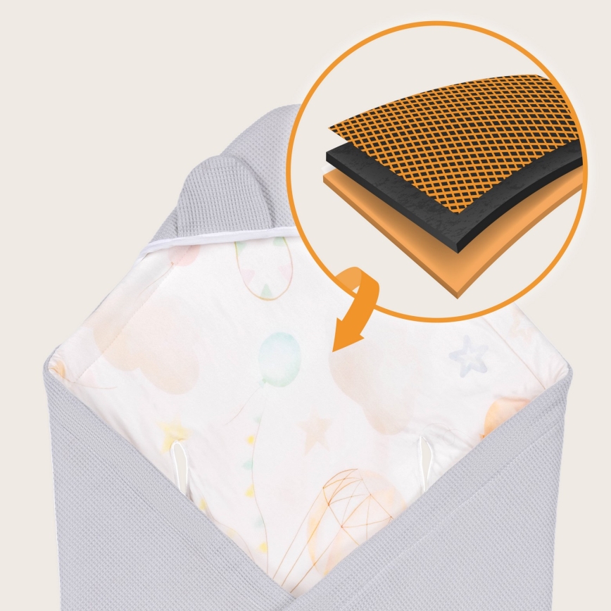 Lionelo - Pucksack für den Autositz TRAVEL SWADDLE 90x90 cm Grau Ballon