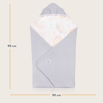 Lionelo - Pucksack für den Autositz TRAVEL SWADDLE 90x90 cm Grau Ballon