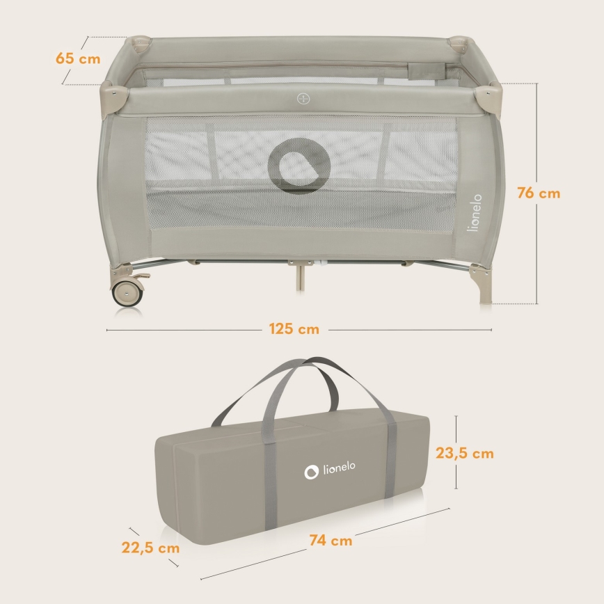 Lionelo - Reisebett STEFI PLUS Beige Cappuccino