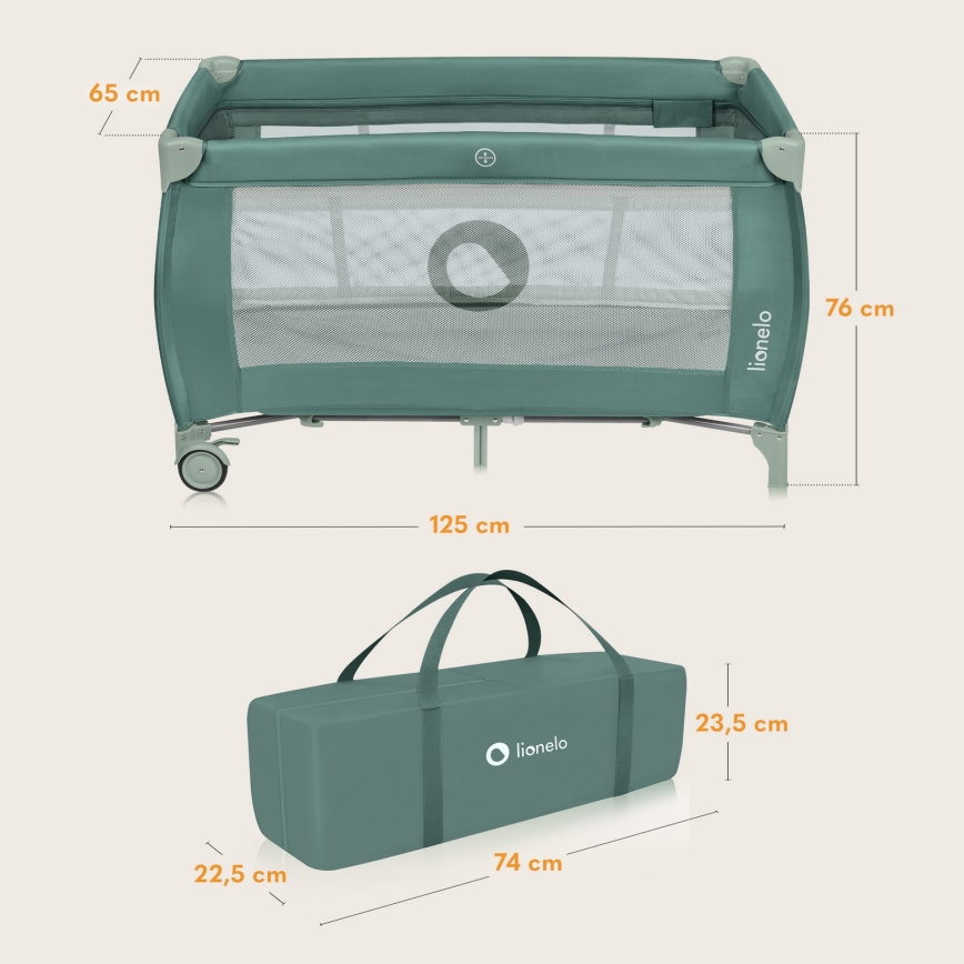 Lionelo - Reisebett STEFI PLUS Green Olive