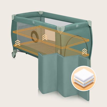 Lionelo - Reisebett STEFI PLUS Olivgrün