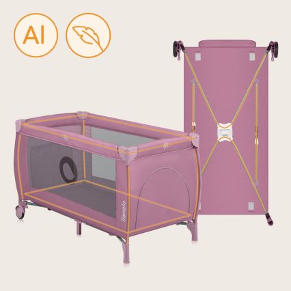 Lionelo - Reisebett STEFI PLUS Pink Magnolia
