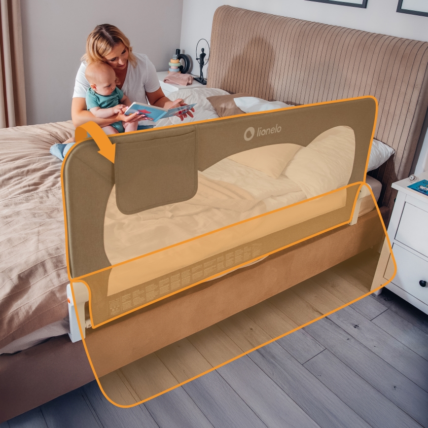 Lionelo - Sicherheitsgitter fürs Bett HANNA Beige Melange