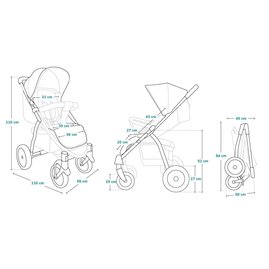 Lionelo - Sport-Kinderwagen ANNET PLUS Concrete