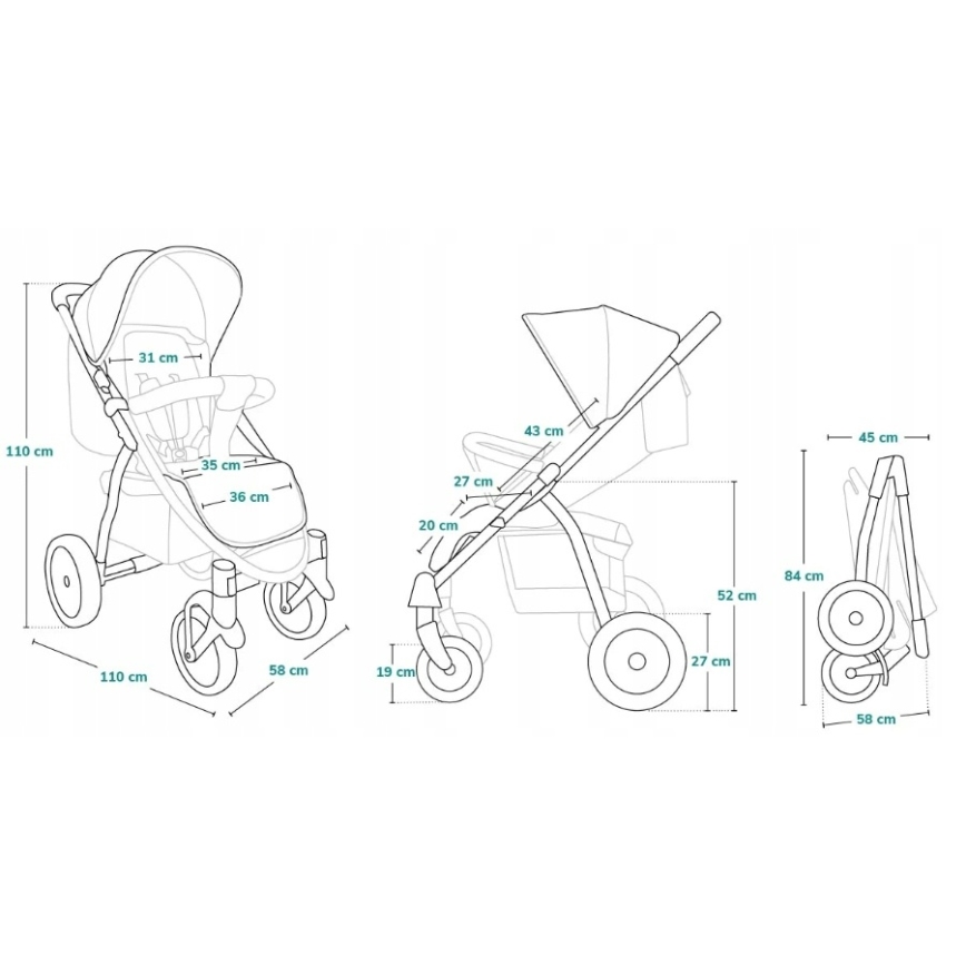 Lionelo - Sport-Kinderwagen ANNET PLUS Golden Moments