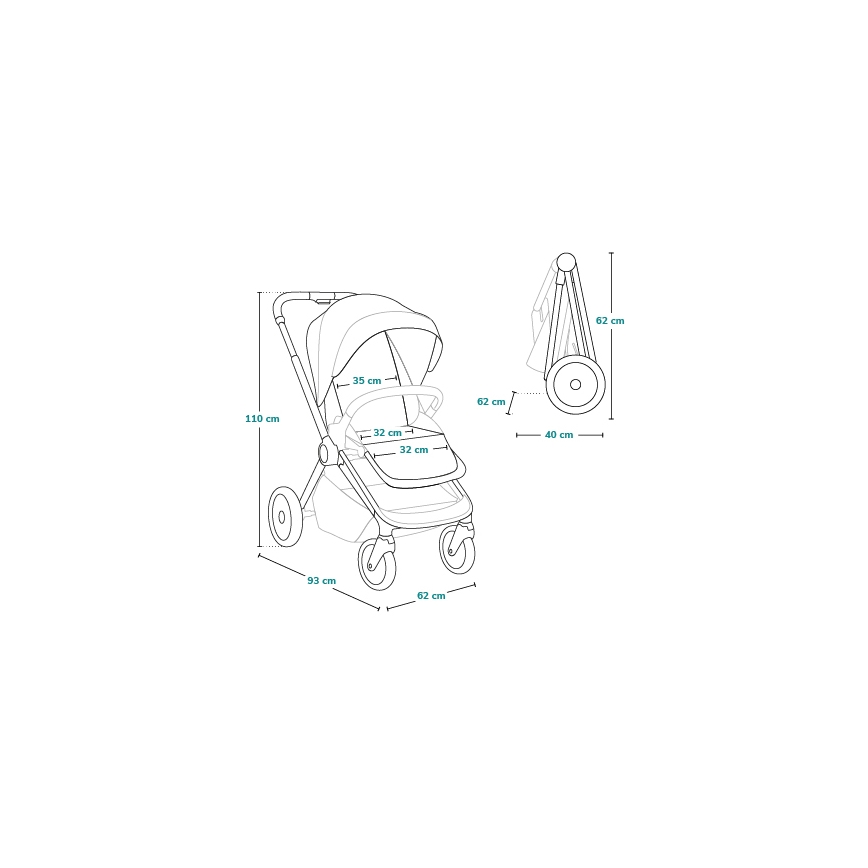 Lionelo - Sport-Kinderwagen MIKA PLUS Grey Stone