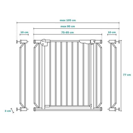 Lionelo - Sicherheitsgitter TRUUS SLIM LED 1xAAA grau