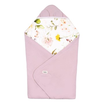 Lionelo - Wickeldecke für Babyschale TRAVEL SWADDLE 90x90 cm Pink Flower