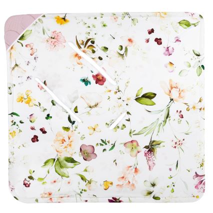Lionelo - Wickeldecke für Babyschale TRAVEL SWADDLE 90x90 cm Pink Flower