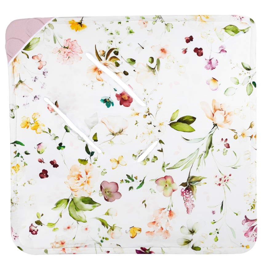Lionelo - Wickeldecke für Babyschale TRAVEL SWADDLE 90x90 cm Pink Flower