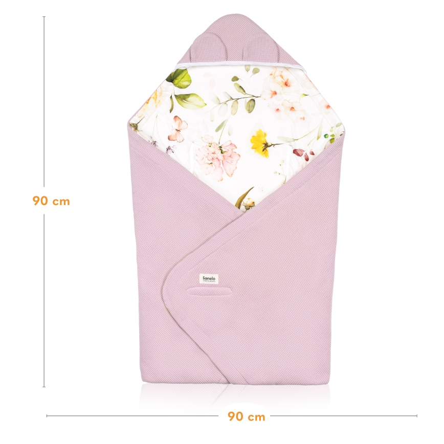 Lionelo - Wickeldecke für Babyschale TRAVEL SWADDLE 90x90 cm Pink Flower