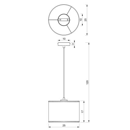 Deckenleuchte an Kabel LOFT SHADE 1xE27/60W/230V Ø 25 cm schwarz/gold