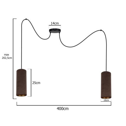 Deckenleuchte an Kabel AVALO 2xE27/60W/230V Spinne Braun/Kupfer