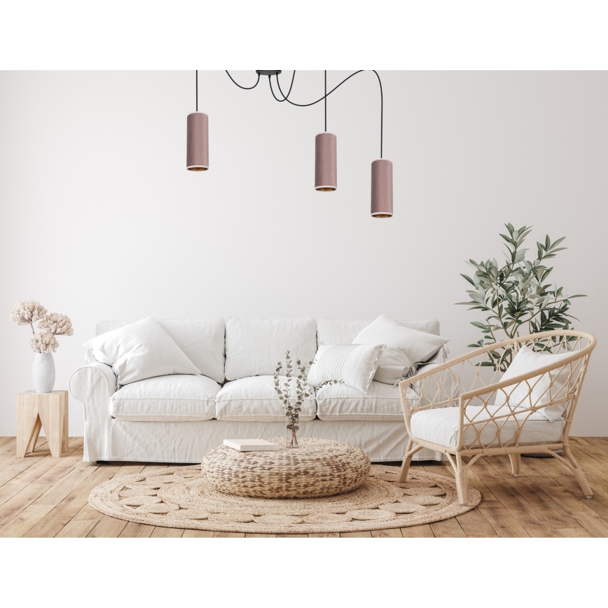 Deckenleuchte an Kabel AVALO 3xE27/60W/230V Spinne rosa/kupferfarben