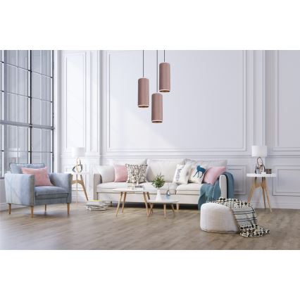 Deckenleuchte an Seil AVALO 3xE27/60W/230V Ø 35 cm rosa/kupferfarben