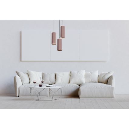 Deckenleuchte an Seil AVALO 3xE27/60W/230V Ø 35 cm rosa/kupferfarben