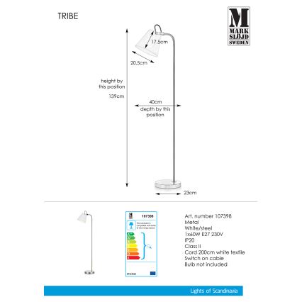 Markslöjd 107398 - Stehlampe TRIBE 1xE27/40W/230V