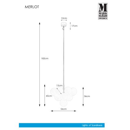 Markslöjd 107903 - Pendelleuchte an Stange MERLOT 13xG9/20W/230V Ø 56 cm weiß/gold