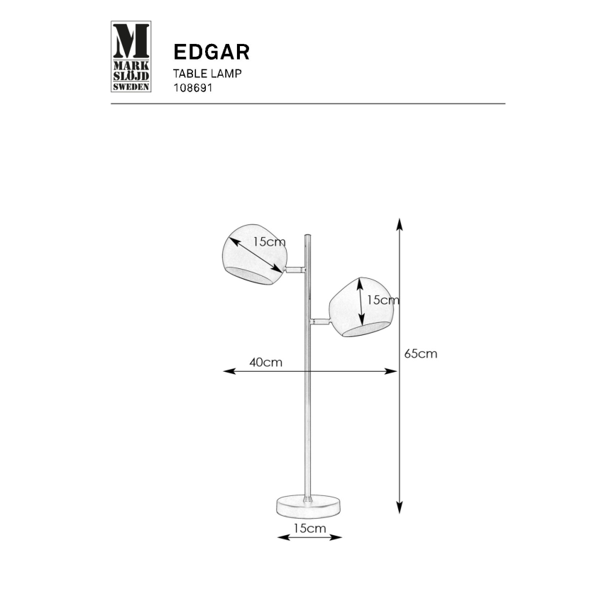 Markslöjd 108691 - Tischleuchte EDGAR 2xE14/40W/230V schwarz