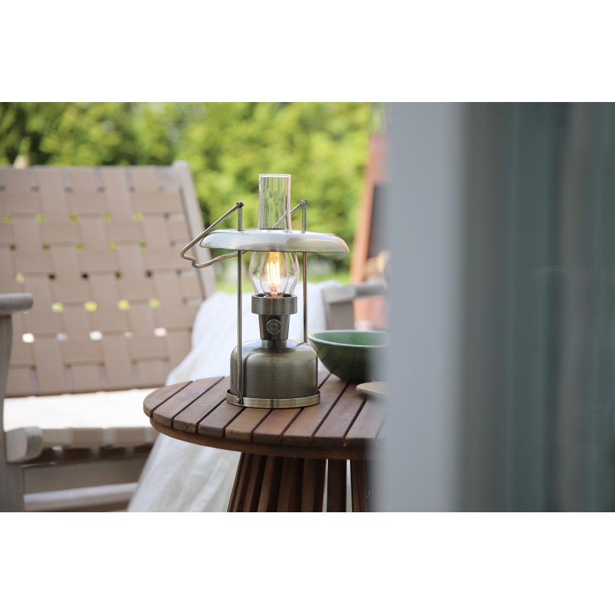 Markslöjd 108894 - Dimmbare, wiederaufladbare LED-Außen-Tischleuchte FANOS LED/2,5W/3,7V 4000 mAh IP44 Messing
