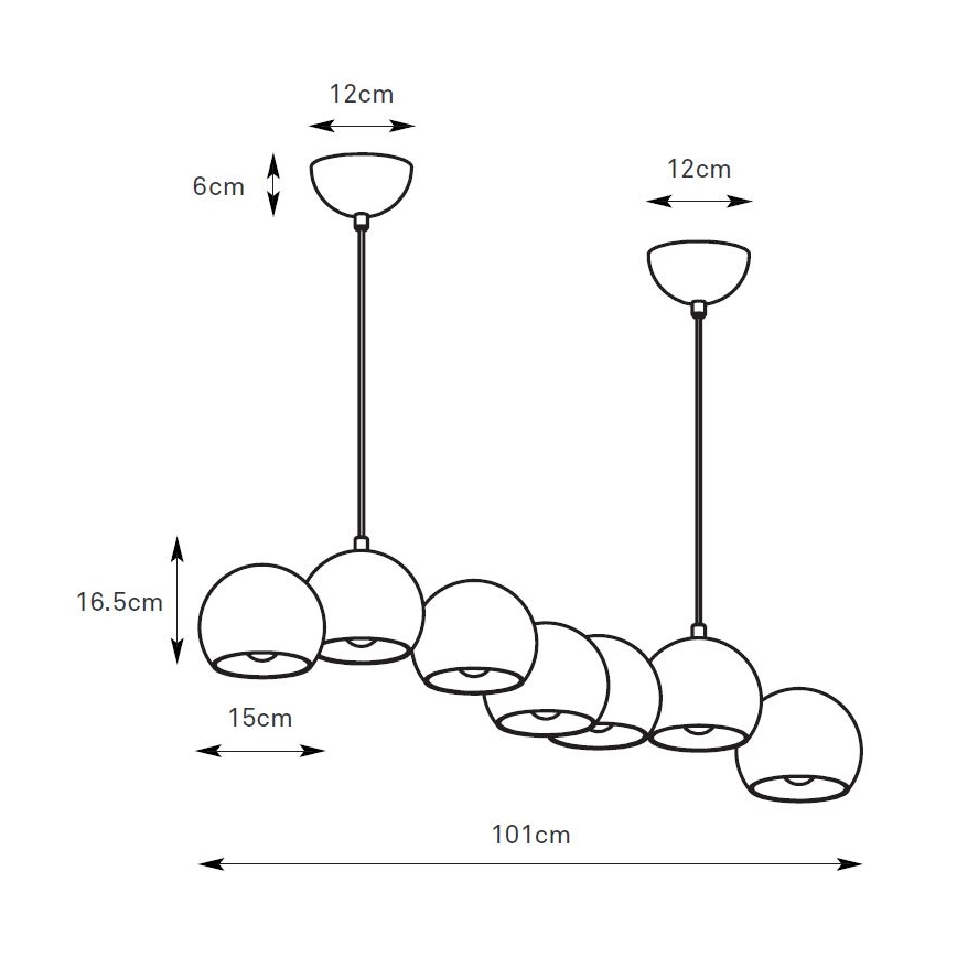 Markslöjd 108914 - Kabel-Pendelleuchte CUPOLO 7xE14/40W/230V grau