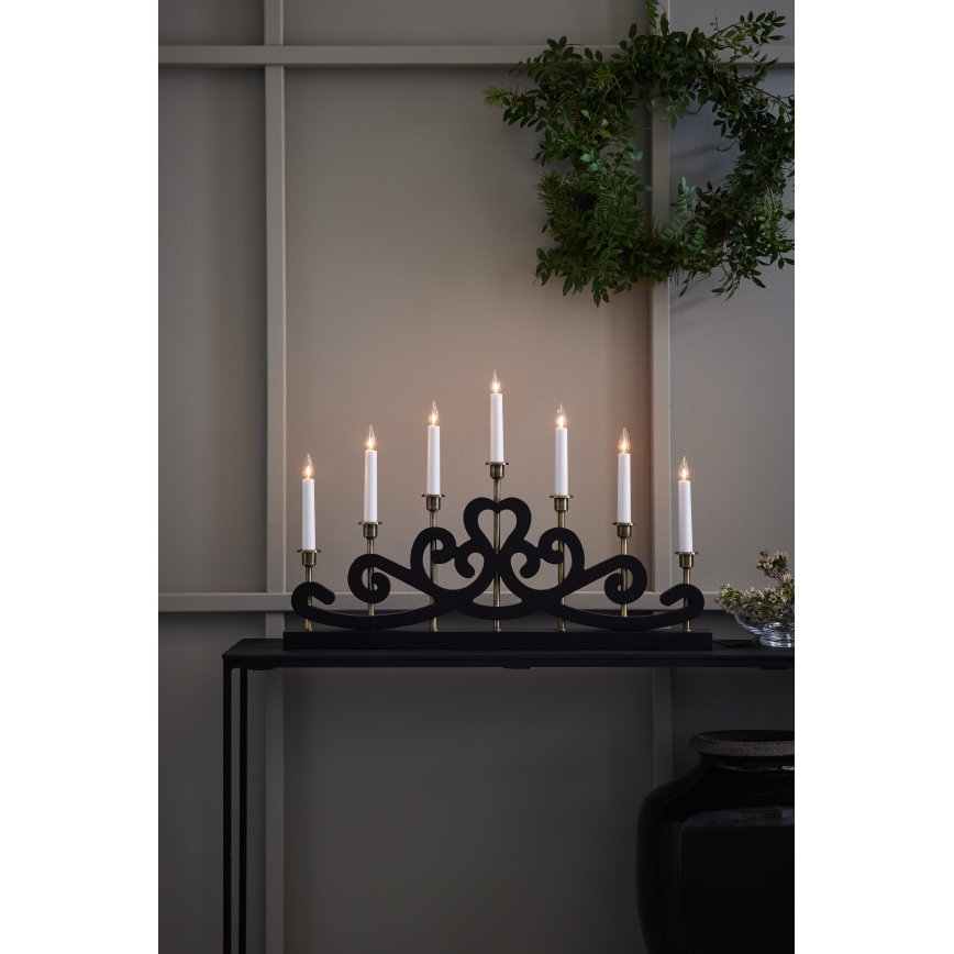 Markslöjd 705966 - Weihnachtsleuchter NIGHTFALL 7xE10/3W/230V schwarz/messing