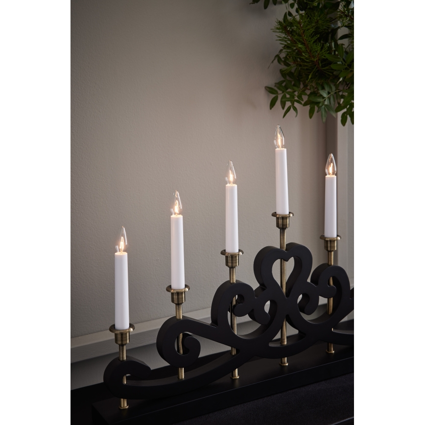 Markslöjd 705966 - Weihnachtsleuchter NIGHTFALL 7xE10/3W/230V schwarz/messing