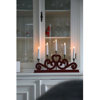 Markslöjd 706211 - Weihnachtsleuchter ENEBY 5xE10/3W/230V rot/messing