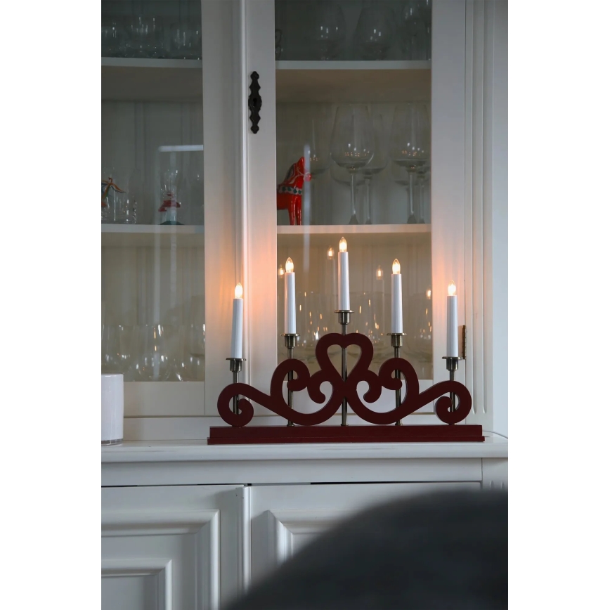 Markslöjd 706211 - Weihnachtsleuchter ENEBY 5xE10/3W/230V rot/messing