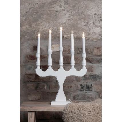 Markslöjd 706278 - Weihnachtsleuchter SVANEHOLM 5xE10/3W/230V Kiefer/weiß
