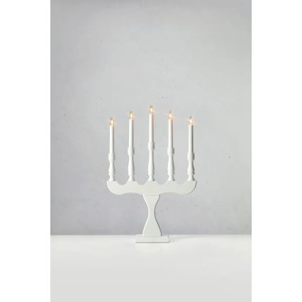 Markslöjd 706278 - Weihnachtsleuchter SVANEHOLM 5xE10/3W/230V Kiefer/weiß