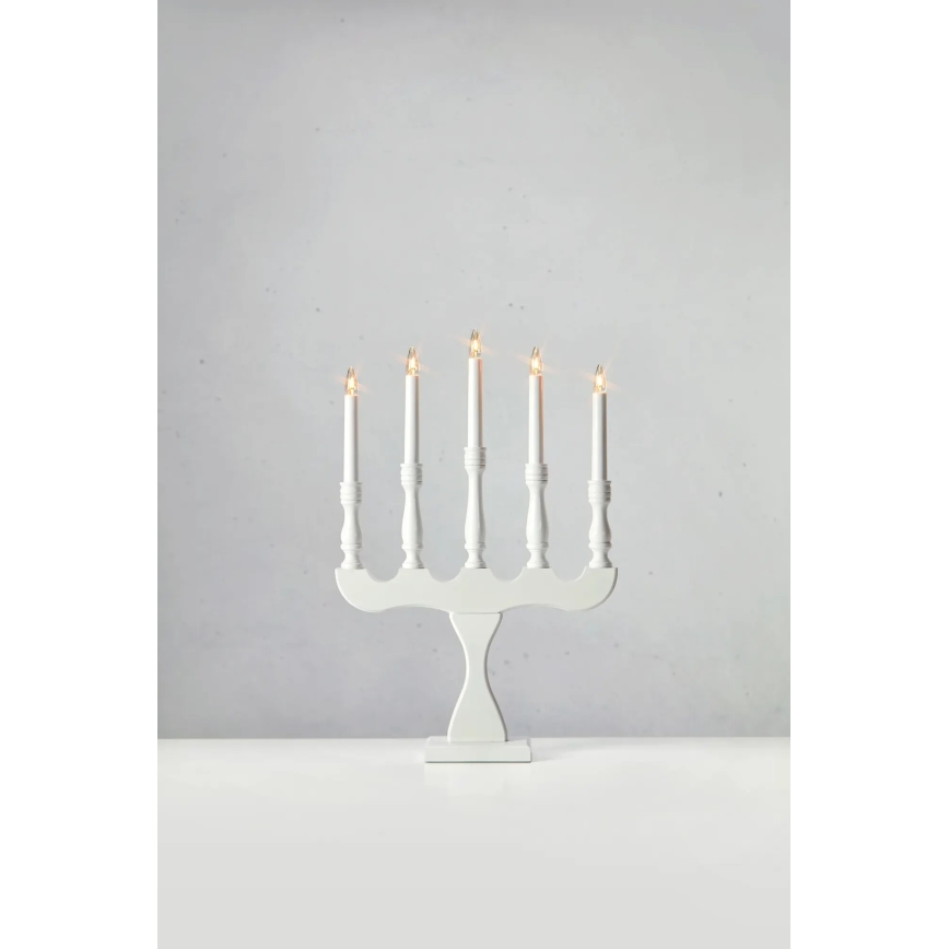Markslöjd 706278 - Weihnachtsleuchter SVANEHOLM 5xE10/3W/230V Kiefer/weiß