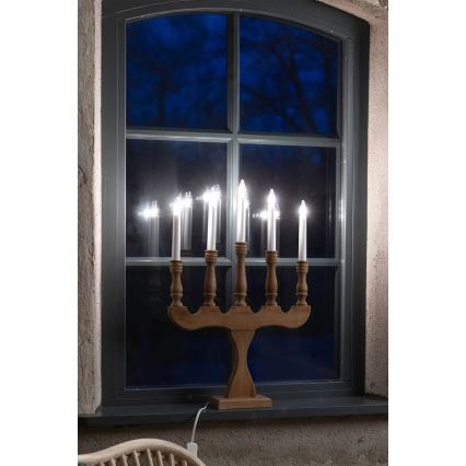 Markslöjd 706279 - Weihnachtsleuchter SVANEHOLM 5xE10/3W/230V Kiefer/Braun