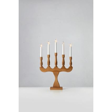 Markslöjd 706279 - Weihnachtsleuchter SVANEHOLM 5xE10/3W/230V Kiefer/Braun