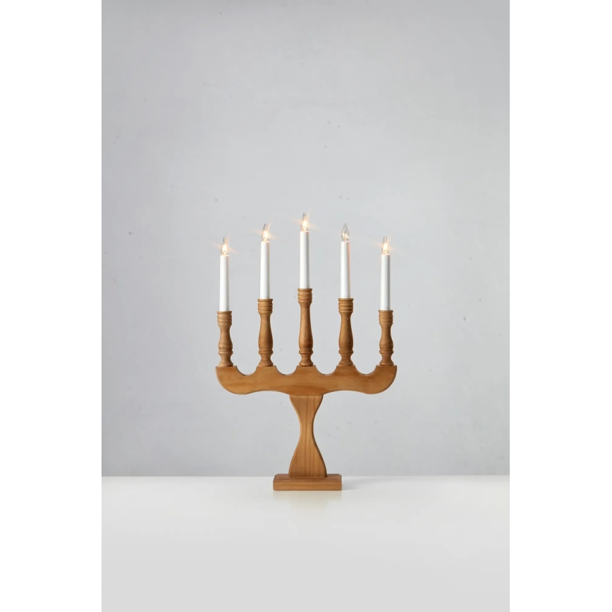 Markslöjd 706279 - Weihnachtsleuchter SVANEHOLM 5xE10/3W/230V Kiefer/Braun