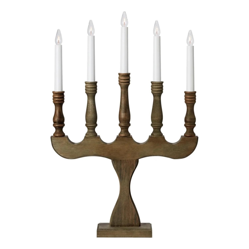 Markslöjd 706280 - Weihnachtsleuchter SVANEHOLM 5xE10/3W/230V Kiefer/braun