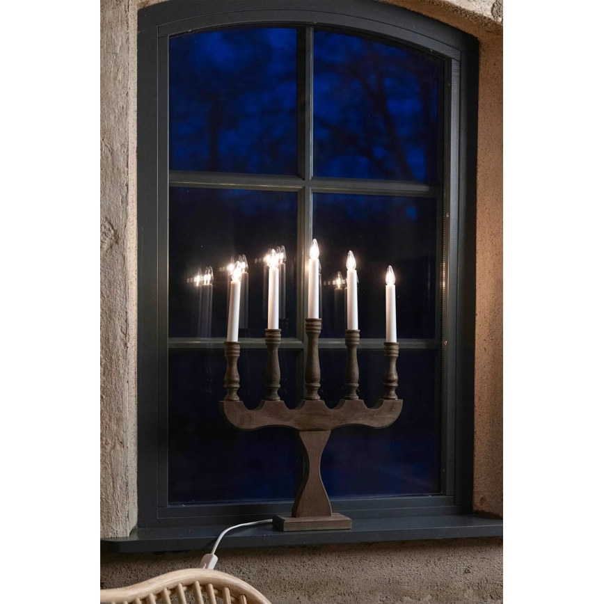 Markslöjd 706280 - Weihnachtsleuchter SVANEHOLM 5xE10/3W/230V Kiefer/braun