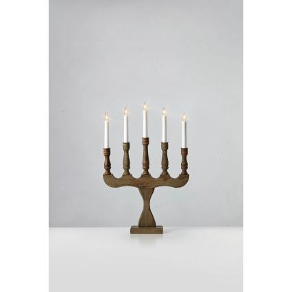 Markslöjd 706280 - Weihnachtsleuchter SVANEHOLM 5xE10/3W/230V Kiefer/braun