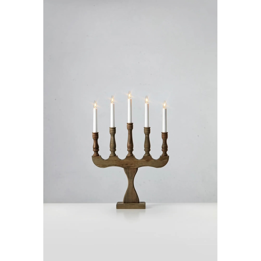 Markslöjd 706280 - Weihnachtsleuchter SVANEHOLM 5xE10/3W/230V Kiefer/braun