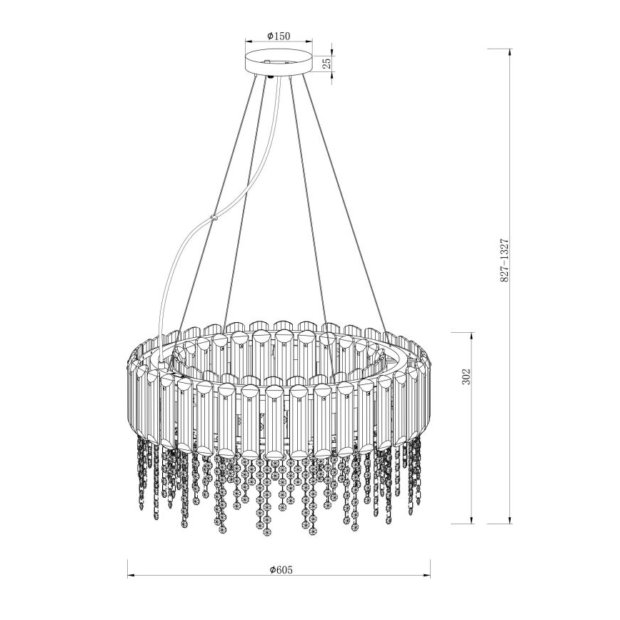 Maytoni MOD097PL-08CH - Kronleuchter an Aufhängung  HAIL 8xE14/40W/230V d 60,5 cm glänzendes Chrom